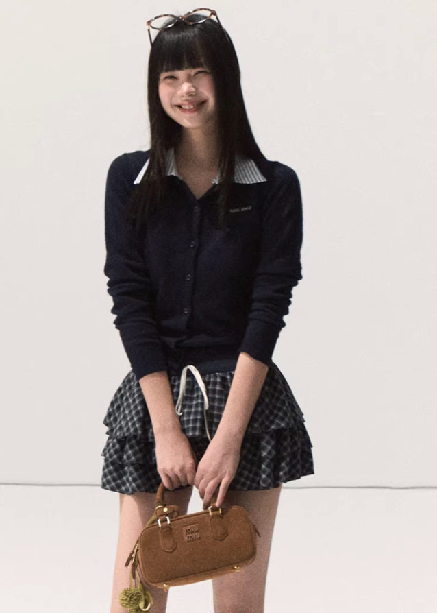 OAKMOO plaid wool skirt, layered mini skirt, autumn winter A-line skirt, puff skirt women, Korean style woolen skirt, preppy plaid short skirt, vintage academia outfit, high waist cake skirt, soft wool plaid fashion, OAKMOO AW collection