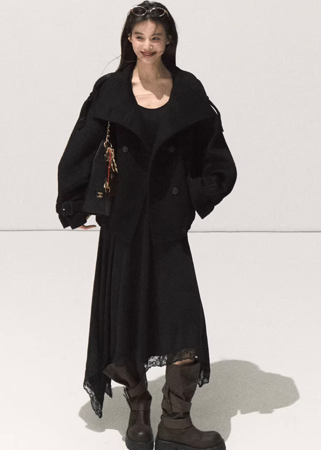 korean wool coat women, heavy wool cropped coat, winter korean minimalist jacket, oversized wool coat seoul style, korean street fashion wool outerwear, chic cropped woolen coat, korean black wool coat women, double breasted winter coat women, korean fashion wool jacket, elegant wool silhouette coat, modern seoul minimalist winter coat, korean stand collar wool coat, french chic short wool jacket, korean winter oversized jacket, premium wool coat outfit women