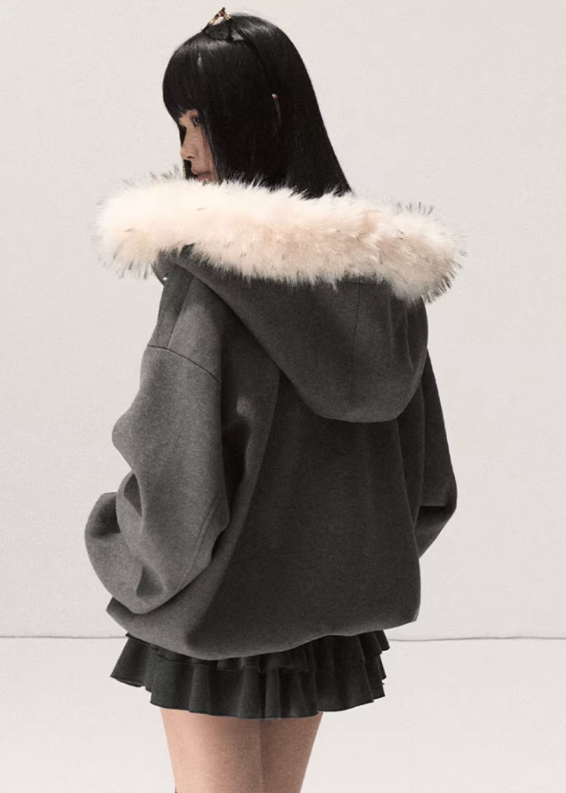 korean fur collar hoodie women, detachable fur hooded jacket, korean striped zip up sweatshirt, winter cozy hoodie women, seoul fashion fur trim jacket, korean fall winter casual outerwear, soft striped fleece hoodie, loose fit warm zip jacket, korean trendy fur hoodie outfit, minimalist beige stripe hoodie, oversized zip up streetwear, korean autumn winter sweatshirt, cute warm fur collar hoodie, comfy drawstring hood jacket, korean casual street style hoodie women