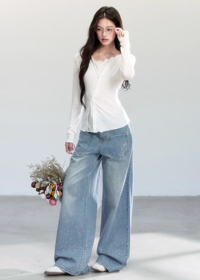 Fragileheart knit top, faux two-piece shirt, layered asymmetric blouse, luxury Korean fashion, minimal feminine outfit, quiet luxury womenswear, pastel noir aesthetic, elegant everyday top, four color knitwear, K-fashion 2025, casual chic long sleeve, modern Korean style, delicate soft knit, refined daily outfit
