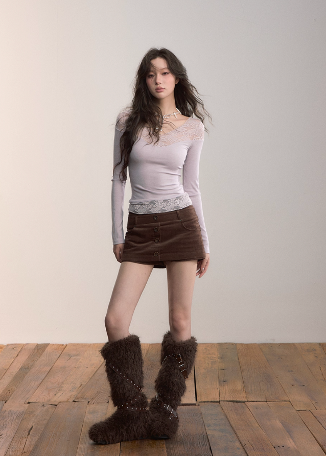 VIAPITTI corduroy mini skirt, multi waist skirt, retro straight mini, edgy Korean fashion, autumn streetwear skirt, layered waist mini, vintage corduroy skirt, urban street style bottom, K-fashion 2025, versatile short skirt, modern streetwear women, industrial retro mini skirt
