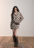 VIAPITTI check shirt dress, irregular pattern midi dress, edgy Korean fashion, autumn streetwear dress, plaid long sleeve dress, grunge check dress, urban street style outfit, K-fashion 2025, relaxed midi silhouette, blurred check print dress, industrial streetwear women, casual street dress
