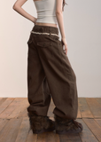 VIAPITTI trousers, double waist trousers, dual waist loop slacks, rope detail pants, wide leg straight trousers, autumn 2025 streetwear pants, Korean edgy fashion pants, retro rope trim pants, women’s wide slacks street style, industrial wide pants
