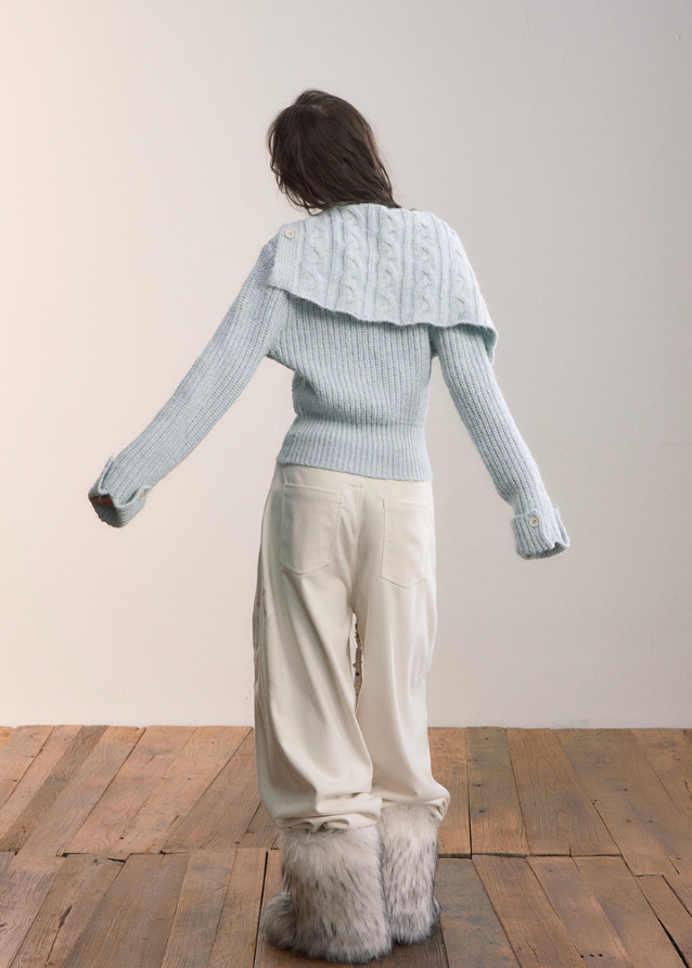 VIAPITTI knit jacket, asymmetrical zipper sweater, diagonal zip knit cardigan, large lapel knit jacket, cropped knit zip sweater, edgy streetwear knit top, autumn winter knit cardigan women, Korean asym zip sweater, grunge knit jacket, waist slimming knit top
