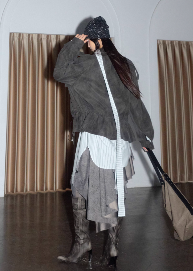 korean cargo jacket women, distressed pu leather jacket, matte faux leather outerwear, nomadic style jacket, jnylon cargo jacket, streetwear utility jacket women, oversized pu jacket, deconstructed jacket women, cargo pocket faux leather coat, grunge korean jacket, urban explorer jacket, drawstring utility outerwear
