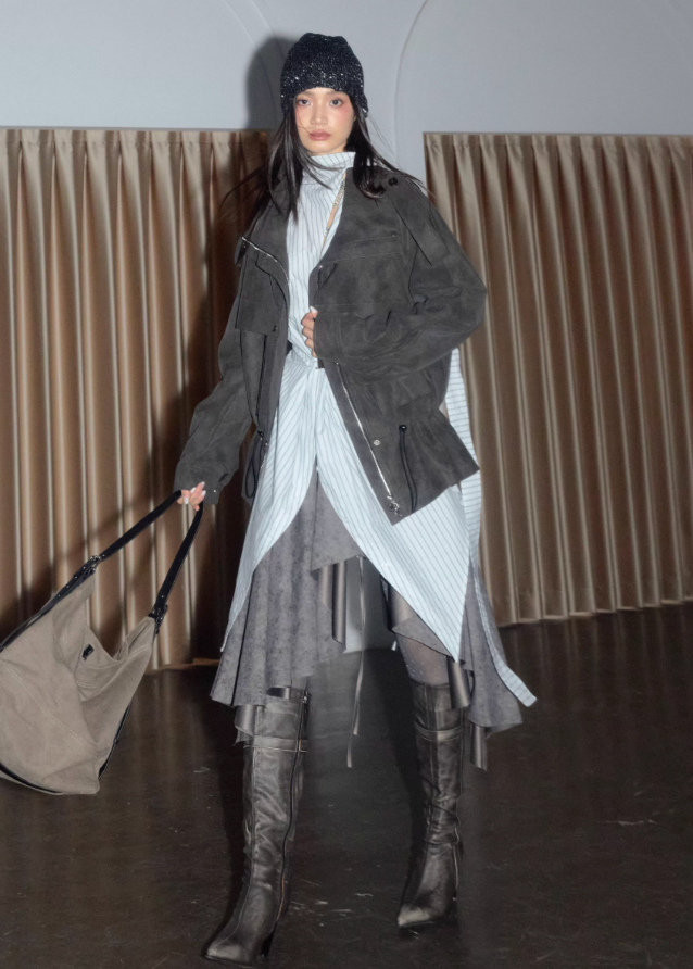 korean cargo jacket women, distressed pu leather jacket, matte faux leather outerwear, nomadic style jacket, jnylon cargo jacket, streetwear utility jacket women, oversized pu jacket, deconstructed jacket women, cargo pocket faux leather coat, grunge korean jacket, urban explorer jacket, drawstring utility outerwear
