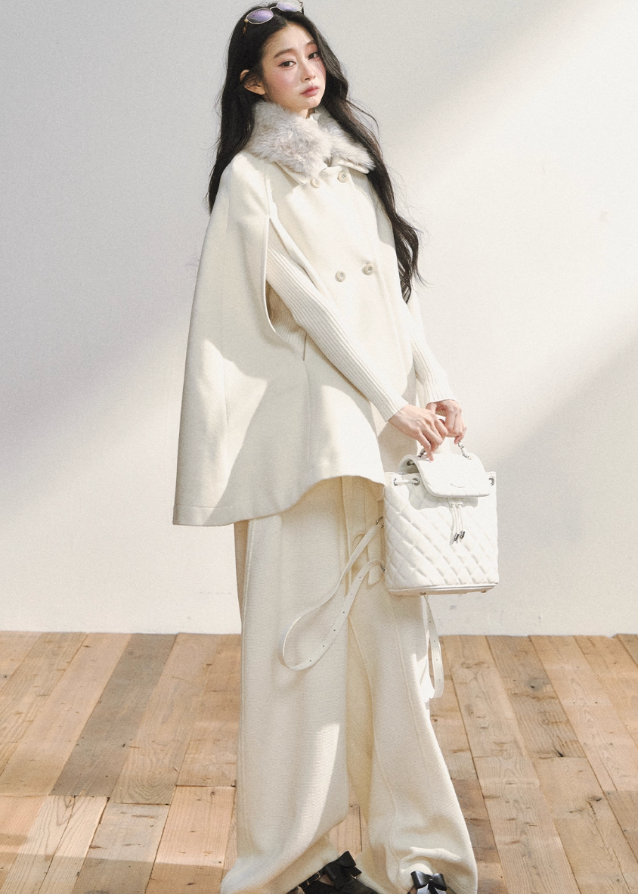 7Shiftin trousers, white wide leg pants, Korean chic slacks, drape loose pants, soft minimalist style, versatile cream trousers, high waist wide fit, comfy stylish pants women, lazy luxury bottom, Seoul fashion look, casual modern trousers, winter Korean style fashion, cream flow pants outfit