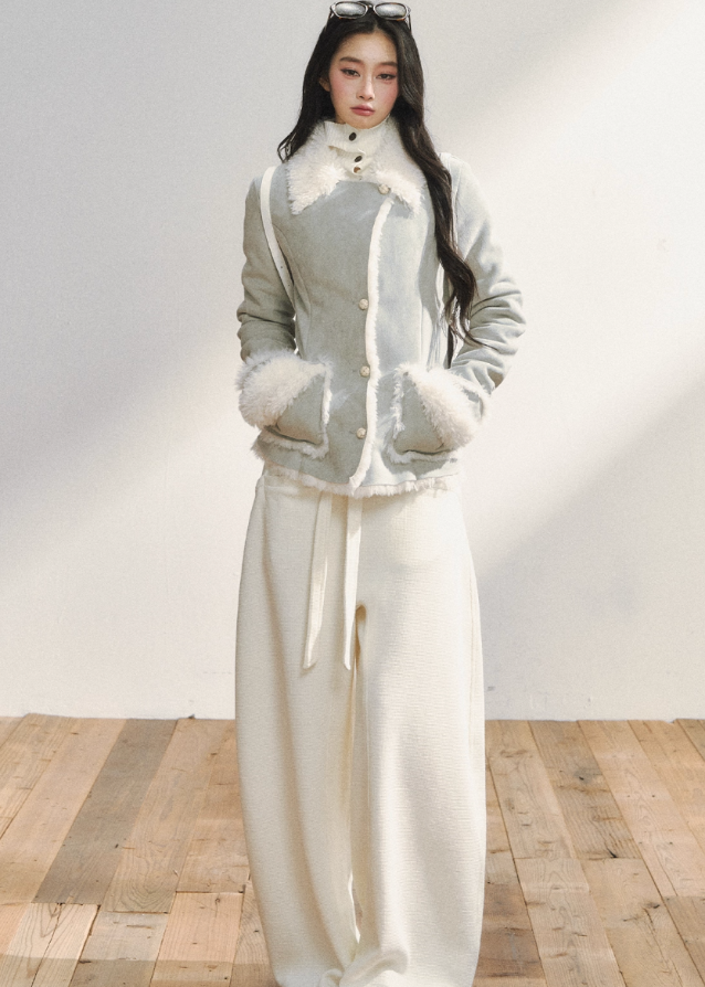 7Shiftin trousers, white wide leg pants, Korean chic slacks, drape loose pants, soft minimalist style, versatile cream trousers, high waist wide fit, comfy stylish pants women, lazy luxury bottom, Seoul fashion look, casual modern trousers, winter Korean style fashion, cream flow pants outfit