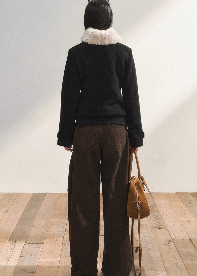 black horn button coat, Korean winter wool jacket, 7Shiftin outerwear, toggle button duffle coat, cozy fleece collar jacket, autumn winter street style, warm stylish wool coat, versatile black jacket women, Korean girl casual winter look, classic toggle coat black, modern chic woolen coat, Seoul street fashion jacket