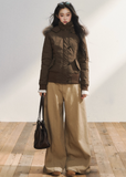 7Shiftin trousers, khaki wide leg pants, Korean loose drape slacks, straight leg suit pants, low-rise tailored trousers, relaxed chic style pants, neutral tone casual pants, modern Korean fashion bottom, wide leg city pants women, stylish draped slacks, senior suit trousers, everyday Korean chic outfit