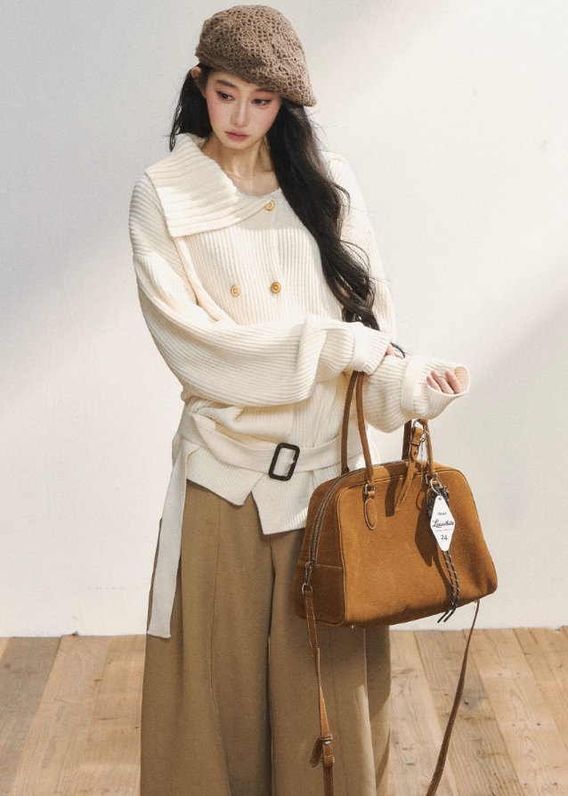 7Shiftin knit jacket, Korean knit jacket, belted knit cardigan, double breasted knit coat, K-fashion top, winter knit outerwear, ribbed knit jacket women, lapel knit sweater, Korean style sweater jacket, trending knit 2025
