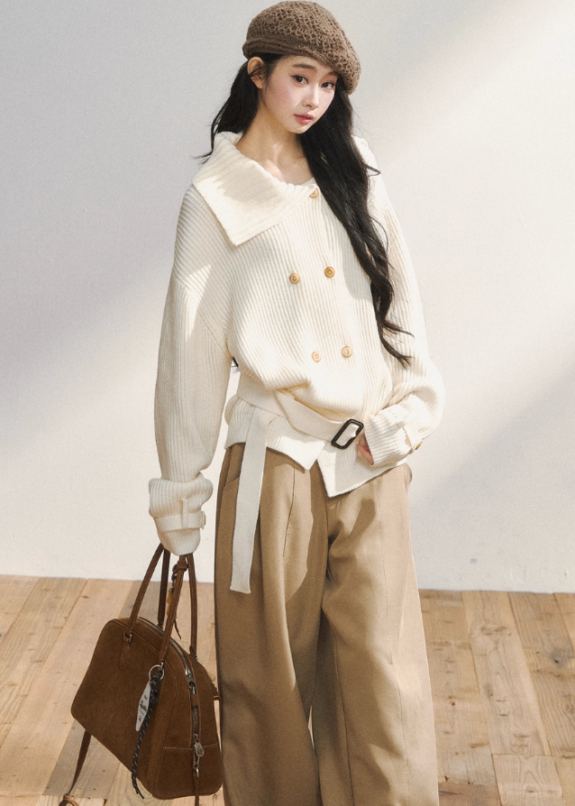 7Shiftin knit jacket, Korean knit jacket, belted knit cardigan, double breasted knit coat, K-fashion top, winter knit outerwear, ribbed knit jacket women, lapel knit sweater, Korean style sweater jacket, trending knit 2025
