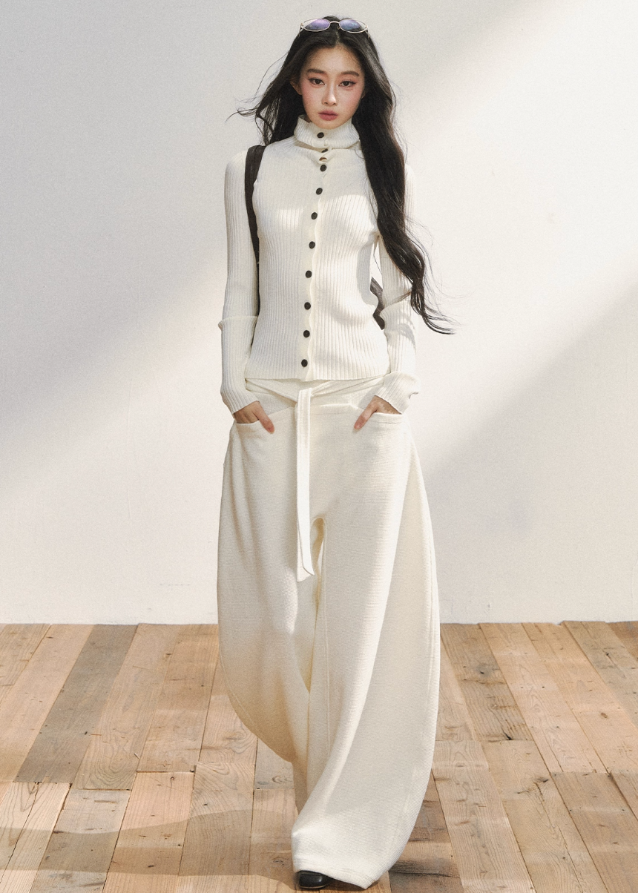 retro button knit top, high neck ribbed top, slim fit knit shirt, vintage button cardigan, Korean style knit top, ribbed knit long sleeve women, minimalist knit top, winter slim knit, soft ribbed cardigan, trendy Korean fashion top
