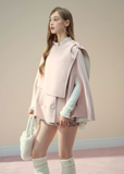 pink wool cape coat, reversible cloak jacket, fairy tale wool coat, Korean style cape coat, 70% wool pink jacket, soft girl winter coat, pastel cloak coat women, feminine wool outerwear, Korean reversible coat, winter cape jacket women
