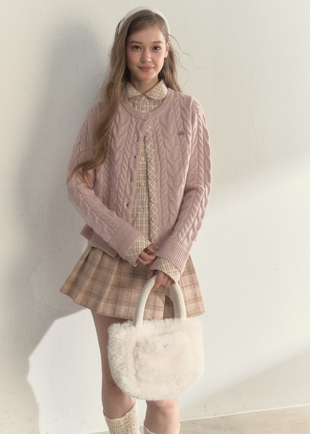 SunsetPark knit sweater, doll collar knit top, fake two-piece sweater, Australian wool knitwear, soft girly winter knit, Korean college style sweater, cozy layered look knit, twilight pine forest knit, pastel winter sweater, feminine winter fashion, cute Korean knit top, warm doll-collar sweater, AW seasonal knitwear, pine forest theme sweater