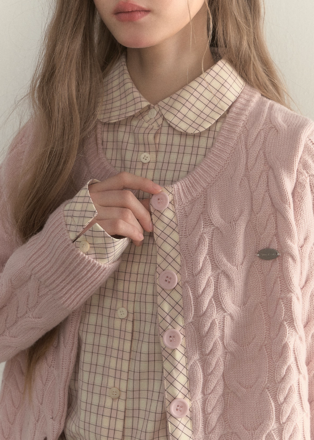 SunsetPark knit sweater, doll collar knit top, fake two-piece sweater, Australian wool knitwear, soft girly winter knit, Korean college style sweater, cozy layered look knit, twilight pine forest knit, pastel winter sweater, feminine winter fashion, cute Korean knit top, warm doll-collar sweater, AW seasonal knitwear, pine forest theme sweater