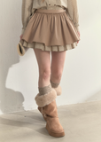 SunsetPark skirt, khaki cake skirt, two-layer puffy skirt, retro girly mini skirt, Korean cute layered skirt, soft puffy flare skirt, vintage khaki skirt women, feminine college style skirt, autumn winter mini skirt, warm cute khaki skirt, layered cake flare skirt, cozy vintage outfit bottom