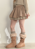 SunsetPark skirt, khaki cake skirt, two-layer puffy skirt, retro girly mini skirt, Korean cute layered skirt, soft puffy flare skirt, vintage khaki skirt women, feminine college style skirt, autumn winter mini skirt, warm cute khaki skirt, layered cake flare skirt, cozy vintage outfit bottom