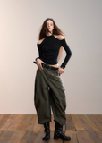VIA PITTI pants, army green wide-leg pants, Y2K cargo trousers, loose utility slacks women, street style wide leg bottoms, Korean Y2K pants, fall winter army trousers, oversized cargo slacks, urban streetwear pants, VIA PITTI military style bottoms