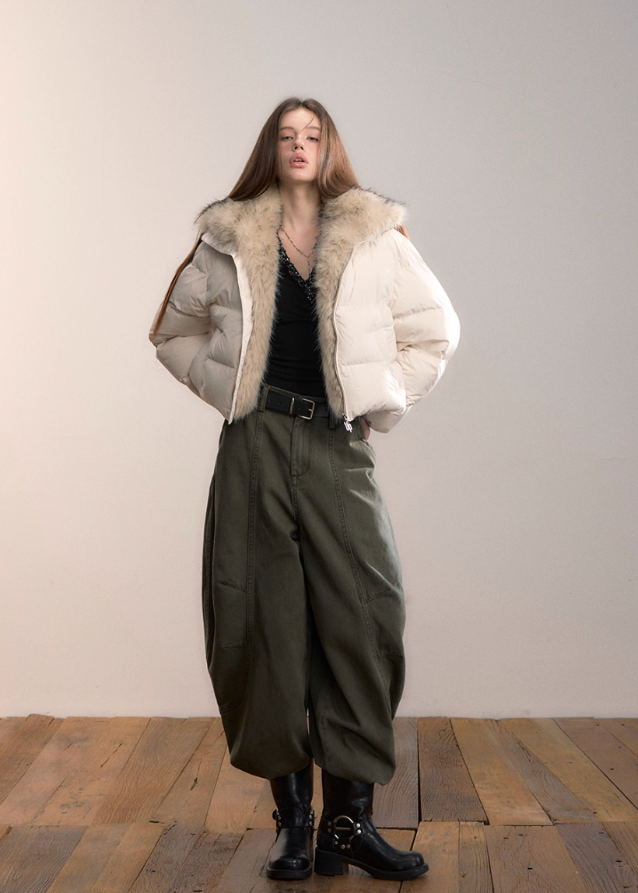 VIA PITTI pants, army green wide-leg pants, Y2K cargo trousers, loose utility slacks women, street style wide leg bottoms, Korean Y2K pants, fall winter army trousers, oversized cargo slacks, urban streetwear pants, VIA PITTI military style bottoms