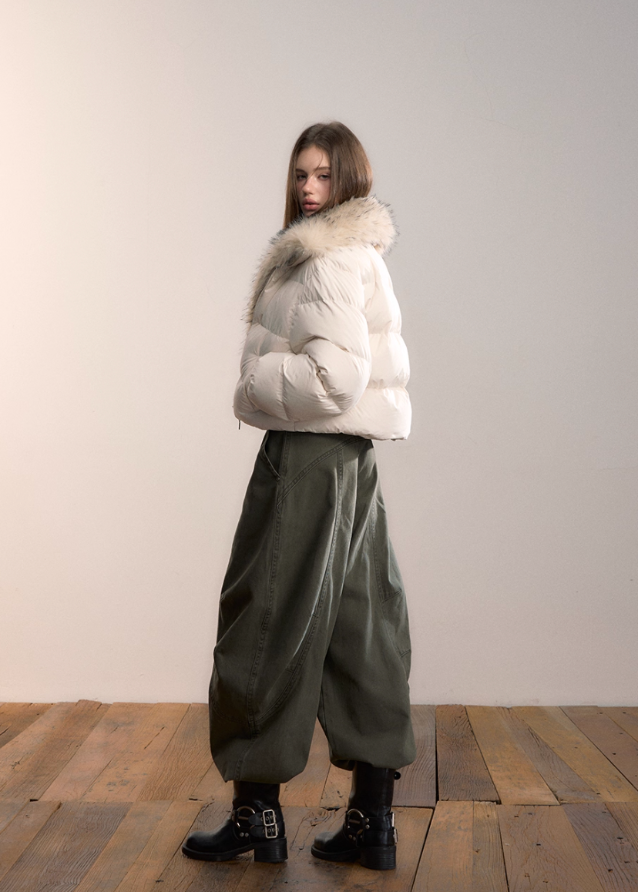 VIA PITTI pants, army green wide-leg pants, Y2K cargo trousers, loose utility slacks women, street style wide leg bottoms, Korean Y2K pants, fall winter army trousers, oversized cargo slacks, urban streetwear pants, VIA PITTI military style bottoms