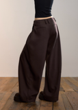 VIA PITTI wide pants, heavy pleat trousers, thick drape pants women, Y2K oversized trousers, high street wide-leg slacks, autumn winter pleated pants, Korean drape trousers, model-off-duty pants, VIA PITTI bottoms, loose fit straight trousers, streetwear wide pants
