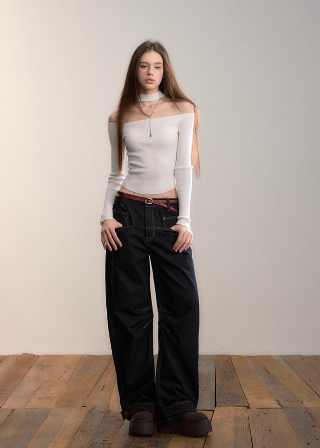 VIA PITTI off shoulder top, cutout turtleneck knit, Y2K wool blend top, sexy slim knitwear women, autumn winter street top, ribbed cut-out turtleneck, Korean Y2K knit top, VIA PITTI slim fit sweater, cold shoulder high neck top