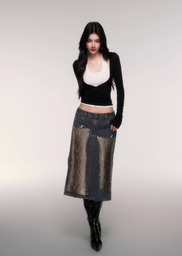 LuluSwings halter top, layered two-piece top, halterneck long sleeve shirt, Korean stylish hot girl top, modern wrap style top, city girl slim long sleeve, sexy clean halter tee, tank and sleeve set top, sleek fitted Korean top, AW stylish layering top, trendy halter layering piece, contour fit halter shirt