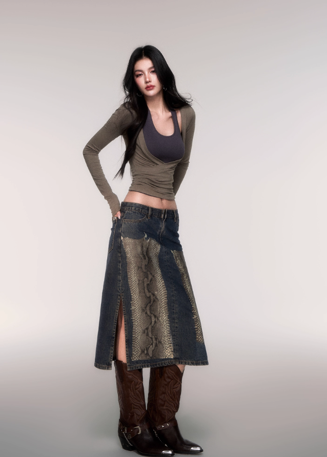 LuluSwings halter top, layered two-piece top, halterneck long sleeve shirt, Korean stylish hot girl top, modern wrap style top, city girl slim long sleeve, sexy clean halter tee, tank and sleeve set top, sleek fitted Korean top, AW stylish layering top, trendy halter layering piece, contour fit halter shirt