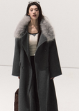 OAKMOO merino wool coat, reversible wool coat women, detachable raccoon fur collar coat, long winter wool coat, premium merino outerwear, double-breasted reversible coat, Korean minimalist winter coat, luxury long wool jacket, fur collar maxi coat, fall winter premium coat women
