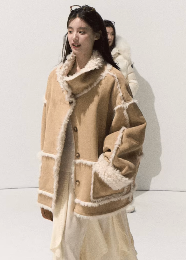 OAKMOO knit skirt, asymmetric wool skirt, irregular drape skirt, winter knit A-line skirt, sculptural knitwear skirt, Korean minimalist fashion, ruffle hem knit skirt, slimming winter skirt, elegant wool midi skirt, designer asymmetric skirt women