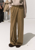 OAKMOO wide leg pants, winter drape trousers, pressed pleat pants women, brushed TR trousers, casual straight long pants, Korean minimalist pants, sculptural tailoring trousers, loose wide leg winter pants, neutral tone trousers women