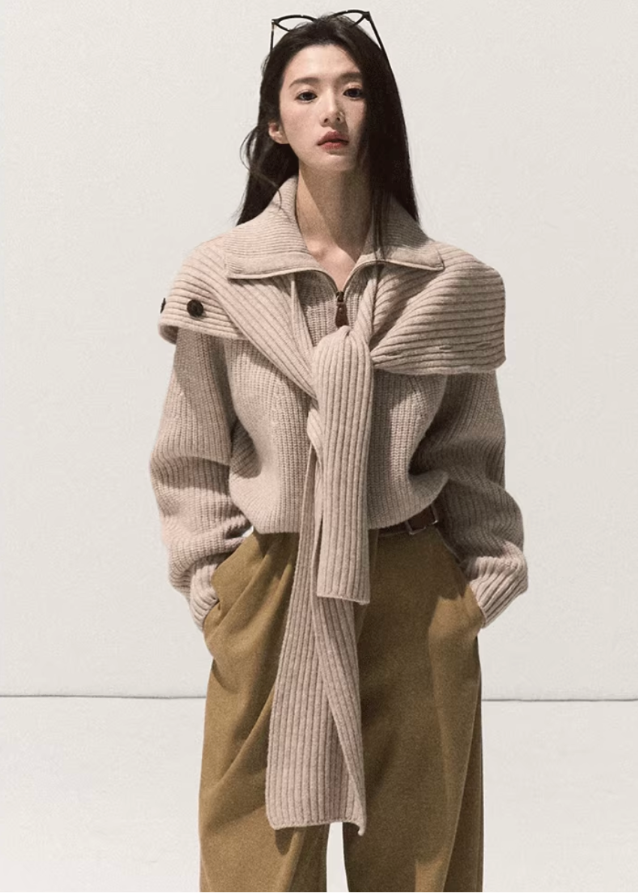 OAKMOO wide leg pants, winter drape trousers, pressed pleat pants women, brushed TR trousers, casual straight long pants, Korean minimalist pants, sculptural tailoring trousers, loose wide leg winter pants, neutral tone trousers women