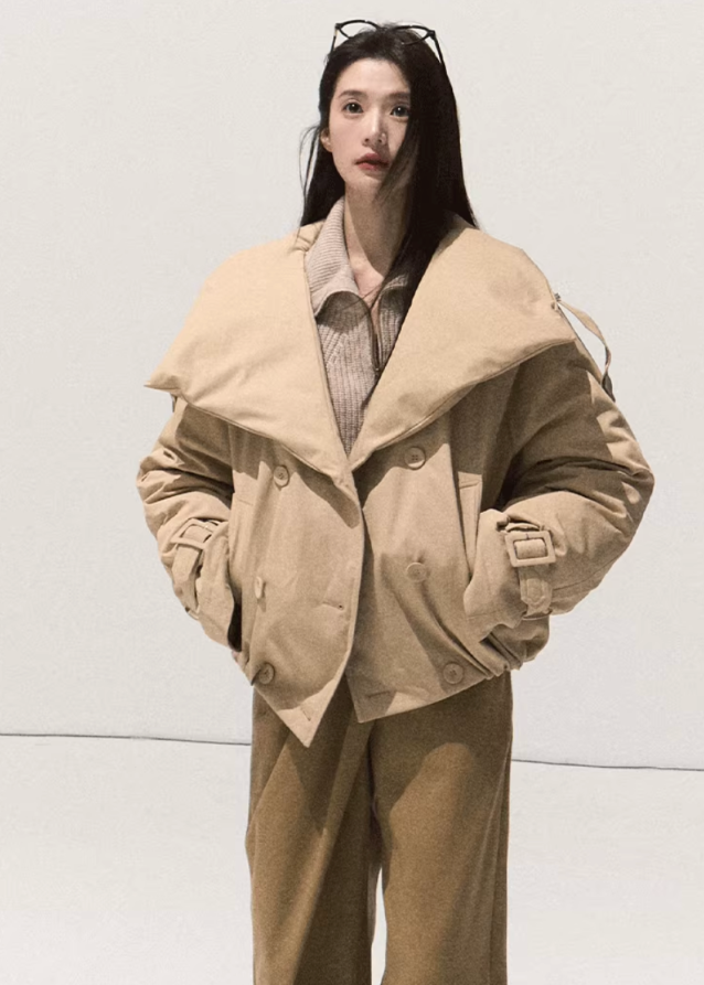 OAKMOO wide leg pants, winter drape trousers, pressed pleat pants women, brushed TR trousers, casual straight long pants, Korean minimalist pants, sculptural tailoring trousers, loose wide leg winter pants, neutral tone trousers women