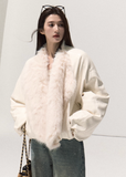 OAKMOO leather down jacket, fox fur collar coat, Samsung 95 white duck down, oversized winter jacket women, luxury fur trim puffer, Korean designer outerwear, sculptural down coat, warm thick winter jacket, premium leather fur bomber, architectural winter fashion