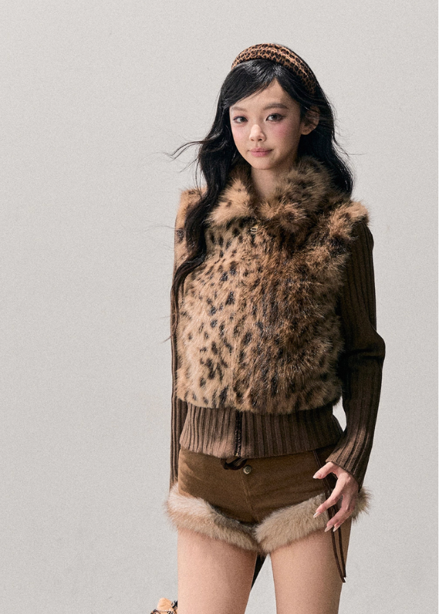 AOMALM winter top, faux fur knit jacket, Korean style winter outfit, eco fur pullover, soft fur sweater women, layered knit jacket, winter feminine top, warm winter knitwear, fake two piece top, Korean fashion 2025, cozy winter tops, plush faux fur jacket women, ribbed knit winter top, stylish warm tops for women, feminine winter clothing, A-line winter outfits, cute Korean winter look, soft landing jacket AOMALM, winter warm aesthetic top
