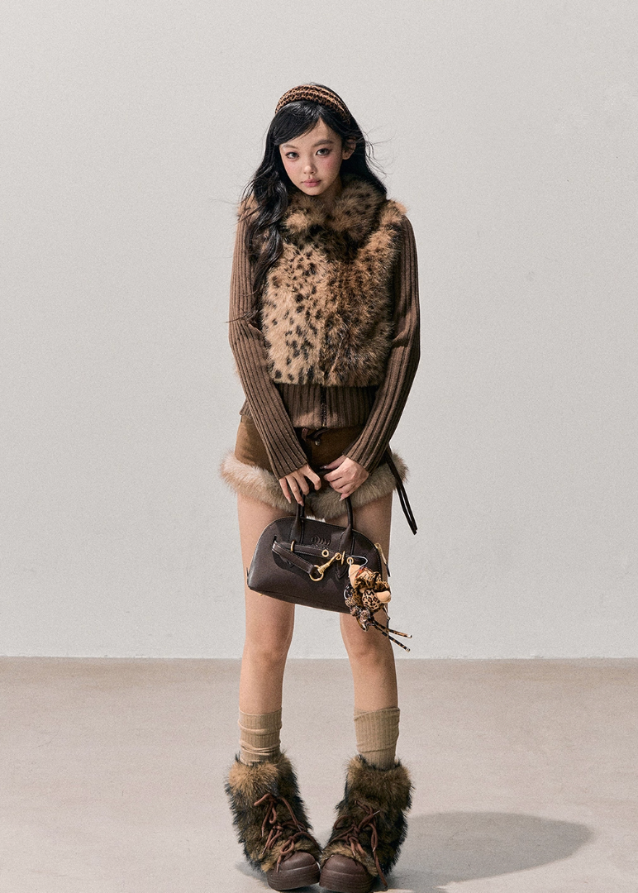 AOMALM winter top, faux fur knit jacket, Korean style winter outfit, eco fur pullover, soft fur sweater women, layered knit jacket, winter feminine top, warm winter knitwear, fake two piece top, Korean fashion 2025, cozy winter tops, plush faux fur jacket women, ribbed knit winter top, stylish warm tops for women, feminine winter clothing, A-line winter outfits, cute Korean winter look, soft landing jacket AOMALM, winter warm aesthetic top