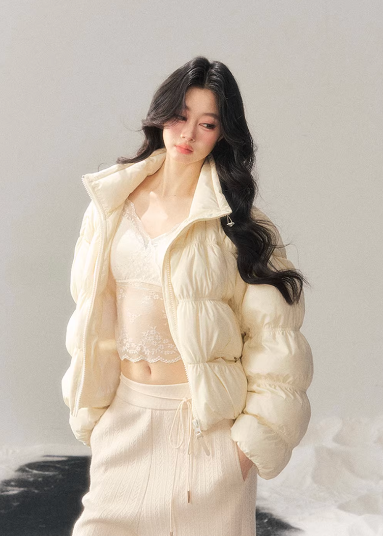 AOMALM down jacket, white duck down jacket women, short down jacket winter, Korean feminine puffer, lightweight winter down, cropped puffer jacket women, soft blush down jacket, winter Korean style coat, women winter outerwear, warm light down jacket, minimalist winter puffer, feminine winter jacket, pastel down coat, cozy winter jacket women, Korean aesthetic outerwear