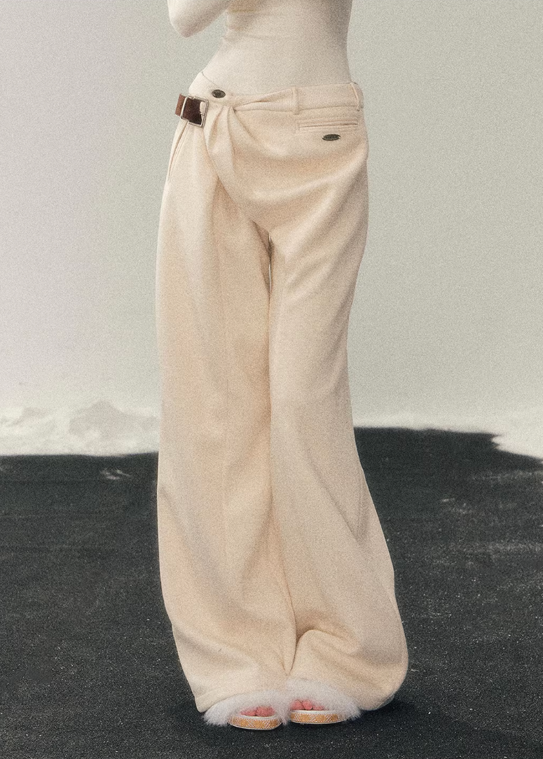 AOMALM winter pants, Korean fleece trousers women, wide-leg winter pants, belted fleece pants, Korean style winter trousers, soft fleece pants women, high waist wide pants, cozy winter bottoms, feminine wide-leg pants, Korean aesthetic clothing, winter casual trousers, relaxed fit winter pants, minimalist winter wear, soft drape trousers women, warm fleece pants