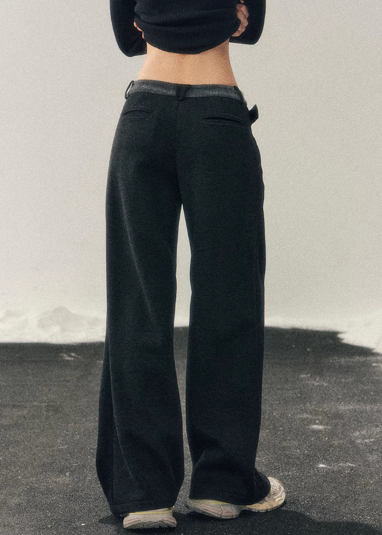 AOMALM winter pants, Korean fleece trousers women, wide-leg winter pants, belted fleece pants, Korean style winter trousers, soft fleece pants women, high waist wide pants, cozy winter bottoms, feminine wide-leg pants, Korean aesthetic clothing, winter casual trousers, relaxed fit winter pants, minimalist winter wear, soft drape trousers women, warm fleece pants