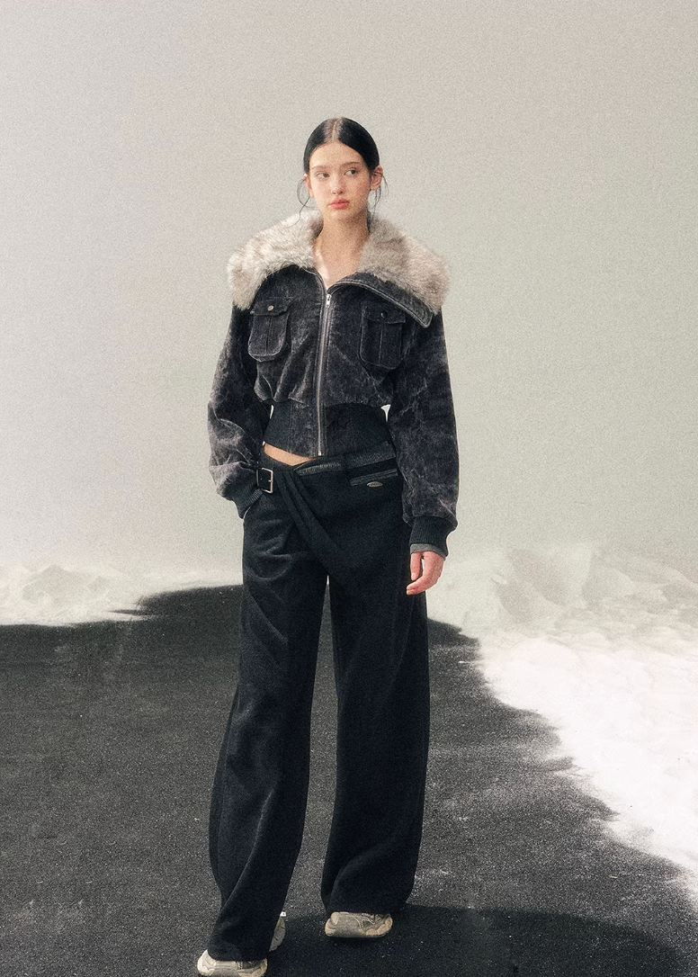 AOMALM winter pants, Korean fleece trousers women, wide-leg winter pants, belted fleece pants, Korean style winter trousers, soft fleece pants women, high waist wide pants, cozy winter bottoms, feminine wide-leg pants, Korean aesthetic clothing, winter casual trousers, relaxed fit winter pants, minimalist winter wear, soft drape trousers women, warm fleece pants
