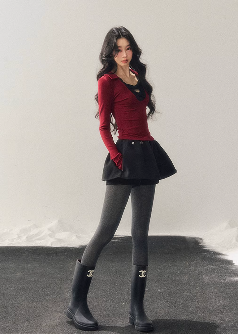 lace bow top, feminine knit top, korean style long sleeve top, slim fit women top, winter lace shirt, sexy knit top women, soft feminine top, korean fashion women, long sleeve knit shirt, elegant lace top, autumn winter women top, bodycon knit top, romantic lace blouse, layered winter top, aesthetic korean outfit, womens fashion knitwear