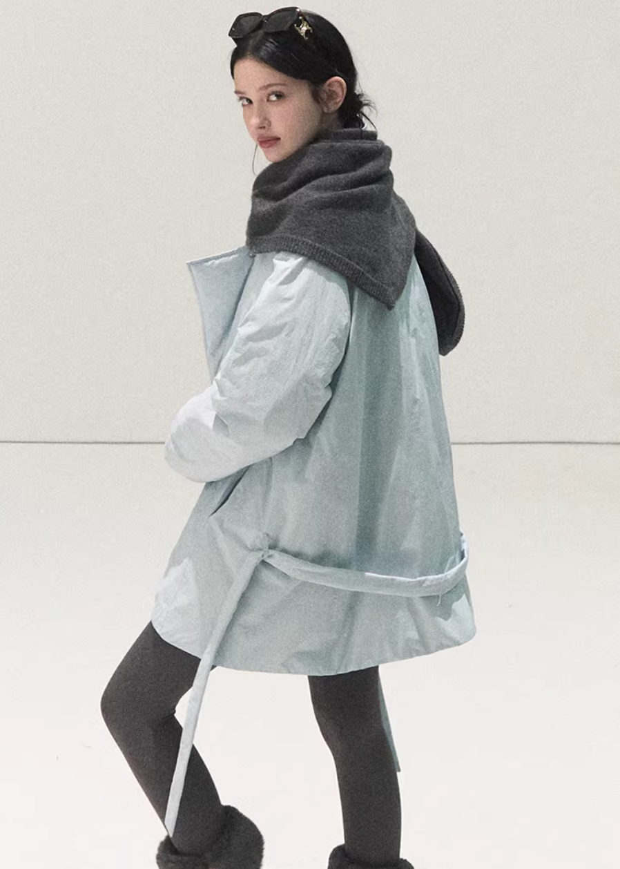 OAKMOO down jacket, Korean down coat, white goose down jacket, multi wear down jacket, scarf down jacket, minimalist winter coat, Korean fashion outerwear, lightweight down jacket women, premium down winter jacket, modern Korean style coat, warm winter outerwear, neutral tone down jacket, layered winter fashion, elegant winter jacket, oversized Korean coat, daily winter jacket women