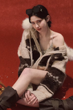 Winter Fair Isle Fur Collar Jacket
