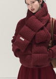 OAKMOO down jacket, white goose down jacket, cable knit down coat, Korean winter jacket women, contrast embroidery jacket, premium down outerwear, cozy winter puffer women, stylish Korean down jacket, holiday winter jacket women, high collar down coat, luxury goose down jacket, modern Korean fashion outerwear, warm lightweight down jacket, winter statement coat, designer down jacket women