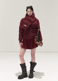 OAKMOO down jacket, white goose down jacket, cable knit down coat, Korean winter jacket women, contrast embroidery jacket, premium down outerwear, cozy winter puffer women, stylish Korean down jacket, holiday winter jacket women, high collar down coat, luxury goose down jacket, modern Korean fashion outerwear, warm lightweight down jacket, winter statement coat, designer down jacket women