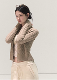 OAKMOO knit cardigan, Korean cable knit cardigan, women’s wool cardigan, filigree knit sweater, slim fit knit cardigan, Korean winter fashion, elegant knitwear women, Christmas knit cardigan, layering cardigan women, soft wool blend sweater, minimalist Korean style, OAKMOO winter cardigan, feminine knit top