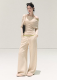 OAKMOO knit pants, Korean wide-leg pants, women’s knit trousers, high-waisted knit pants, soft winter pants women, loose fit knit pants, Korean minimal style pants, cozy wide pants, elastic waist knit trousers, winter lounge pants women, OAKMOO winter bottoms, soft straight-leg pants