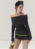 OAKMOO knit top, slanted shoulder top women, asymmetric knit top, Korean winter top, slim fit knit shirt, long sleeve knit top women, OAKMOO winter collection, Christmas knit top, women’s bottoming top, Korean style layering top, off shoulder knit top, winter inner top women