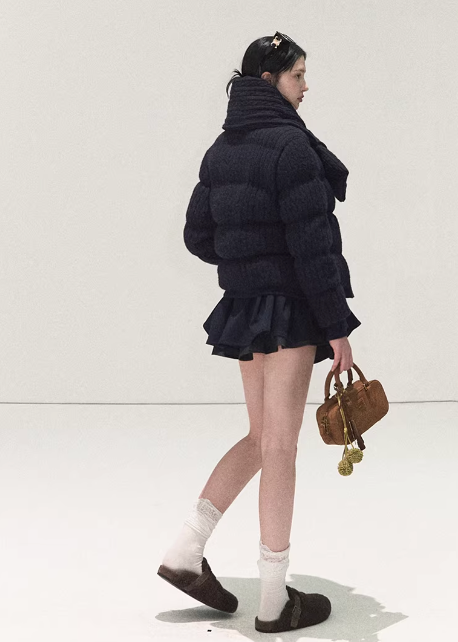 OAKMOO skirt, puff culotte skirt, mini skort women, Korean puff skirt, TR fabric skirt, layered culottes women, fall winter mini skirt, Korean fashion skort, elastic waist mini skirt, contrast plaid skirt, OAKMOO winter bottoms, short culotte skirt